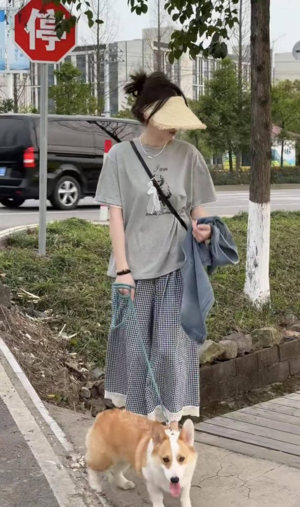 Spring Summer 2025 Three-Piece Set: Loose Crew Neck T-Shirt, Denim Vest, Plaid Pants