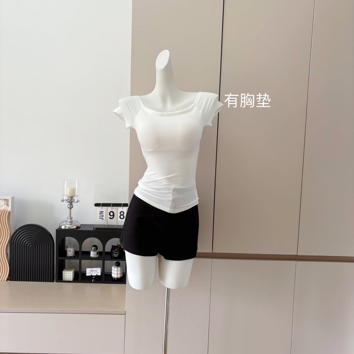 Women's Off-Shoulder Short Sleeve Crop T-Shirt with Padded Bust - Image 2