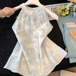 French Style Embroidered Cami Top for Women Summer Sleeveless Halter Blouse