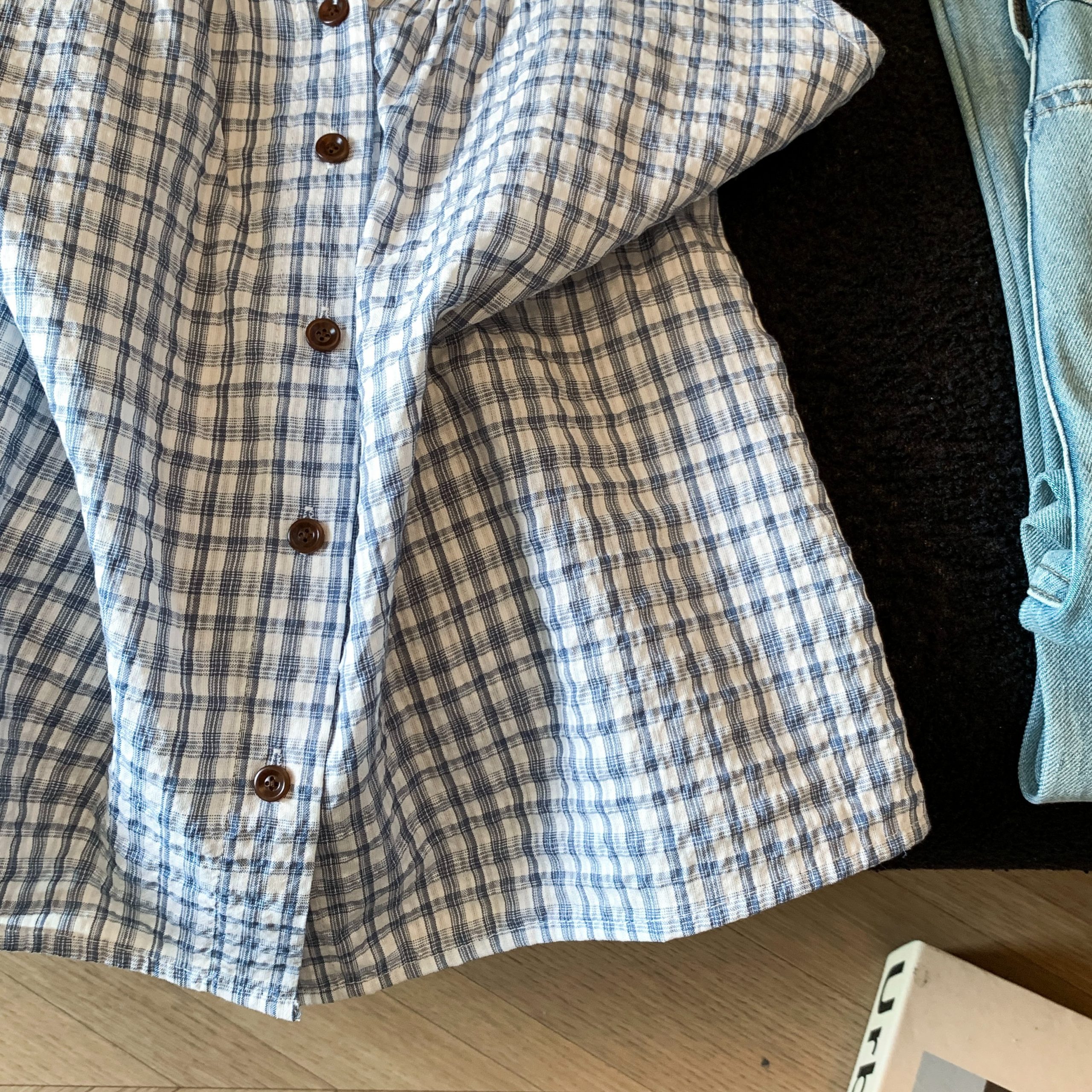 Korean Style Layered Plaid Short Sleeve Shirt for Women Summer 2026 Lace Round Neck Doll Top - Image 5