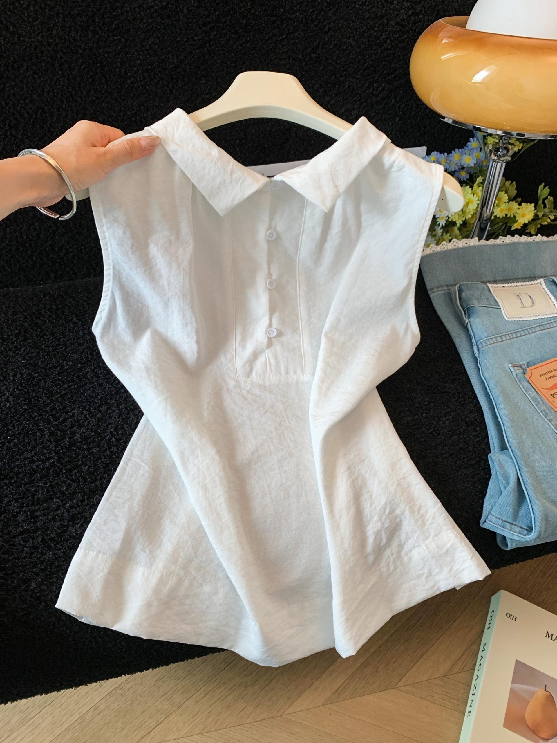 Women's Cowl Neck Sleeveless Shirt Reversible Design 2026 Summer New French Style Blouse - Image 4